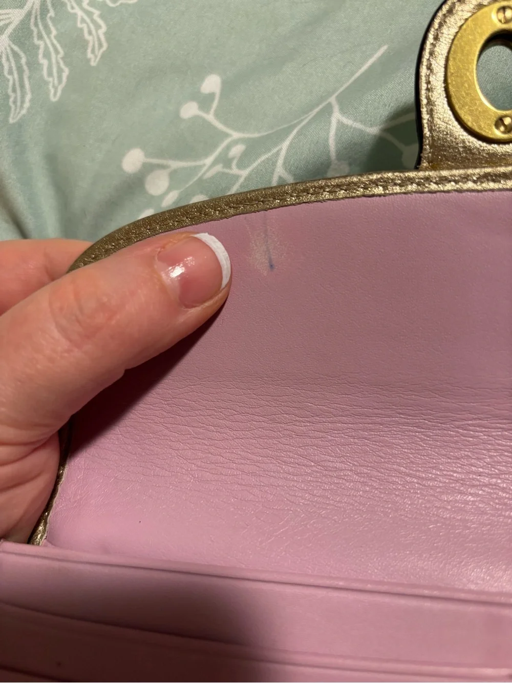 COACH Metallic Gold Leather Turnlock Wallet